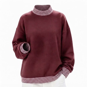 Sweat-shirt à col montant surdimensionné personnalisé avec broderie frontale, doublure polaire en coton et polyester doux, pour l'hiver, style décontracté - Product Image 3