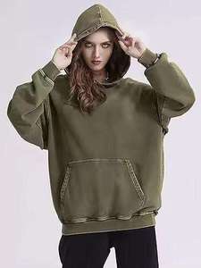 Sweat à capuche personnalisé épais délavé à l'acide, style vintage oversize streetwear, unisexe, 100% coton, épaules tombantes, effet délavé minéral - Product Image 3