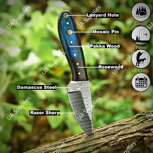 Cuchillo EDC Profesional de Acero de Damasco de Alta Calidad, Afilado como una Navaja, Personalizable, Venta al Por Mayor Directa de Fábrica, con Soporte OEM/ODM, Color Azul - Product Image 2