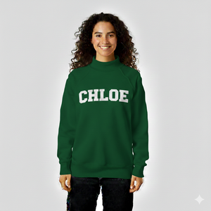 Nouveau style pull molletonné décontracté pour femme, col montant brodé, manches longues, en tissu polaire, épaules tombantes, pour l'hiver et l'automne - Product Image 1