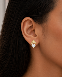 Boucles d'oreilles clous en diamant de laboratoire certifié IGI 2,00 CTW, 1 carat chacune, géométriques modernes, or 14K 18K, vente en gros usine - Product Image 2