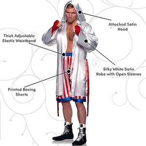 Costume de Boxeur Champion Adulte, Tenue de Combat Professionnelle avec Robe, Gants et Ceinture de Champion, Déguisement Sportif de Haute Qualité - Product Image 3