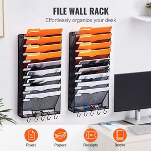 Organizzatore da Parete in Metallo a Due Pezzi con 10 Tasche in Rete per Archiviazione di Riviste, Posta, Carta e Documenti - Product Image 2