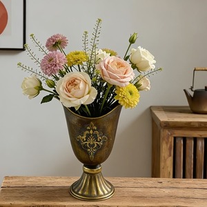 Luxury <b>Tall</b> Silver Metal <b>Floor</b> <b>Vase</b> Modern Sculptural Flower Holder for Living Room Bedroom Hotel Interior Home Decor - Product Image 1