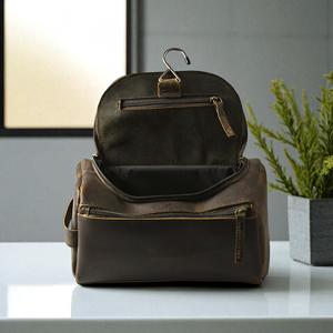 Stylish Leather Toiletry Bag Men Travel Cosmetic Organizer Waterproof Storage <b>Case</b> Bag LTB-0157 - Product Image 4