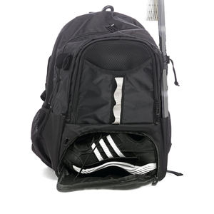 Classic <b>Black</b> Sports <b>Backpack</b> for Lacrosse and Hockey Gear with External Hook and Adjustable Equipment Straps - Product Image 6