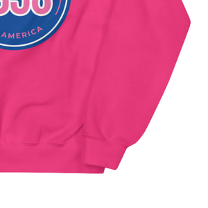 Sweat-shirt à col rond bleu foncé et rose avec motif, pull en molleton doux rose vif à manches longues, unisexe, décontracté, vêtement de mode d'hiver - Product Image 6
