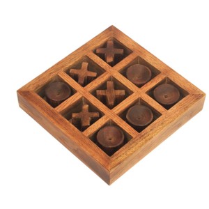 Juego de Mesa Tic Tac Toe de Madera Hecho a Mano con Piezas de Latón XO, Dominó y Dados, en Caja de Madera, Decoración para Mesa o Escritorio - Product Image 6