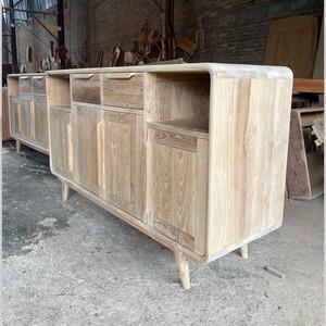Aparador de Madera de Teca Sólida para Hotel, Estilo Moderno de Mediados de Siglo, con Marco Curvo, Mueble de Almacenamiento, Venta Directa de Fábrica para B2B - Product Image 5