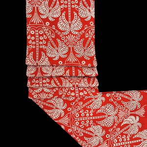 Tela Bordada de Algodón Roja y Blanca de Primera Calidad en Oferta |   Tela con Diseño de Palmeras para Vestidos |   Tela de Algodón de Diseño - Product Image 1