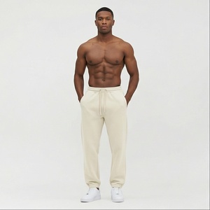 Pantalones de chándal de pierna recta de cintura alta personalizados para hombre, pantalones de chándal para correr, pantalones de chándal de lana de algodón pesado - Product Image 1