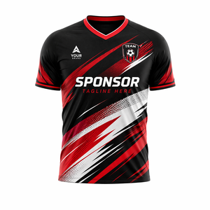 Custom Men's Soccer Jersey Set Red <b>Navy</b> Geometric Print Sublimated Moisture Wicking Athletic Fit Short Sleeve Team Wear - Product Image 5
