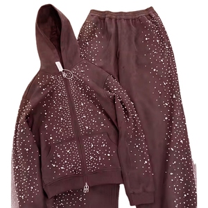 Shimmer 100% Cotton Breathable Lightweight Tracksuit Sweatpants Set Decorative Hoodie Trousers Outfit Fashion Forward Clothing - Product Image 5