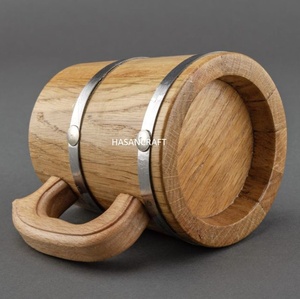 Chope à bière 100% étanche en bois et acier avec poignée, chope en bois, chope à bière très vendue pour la maison, l'hôtel, le restaurant - Product Image 6