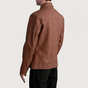 OEM Custom Stallon Brown <b>Suede</b> Bomber <b>Jacket</b> <b>Men's</b> Winter Waterproof Genuine Leather Stand Collar Streetwear Zipper Closure - Product Image 6
