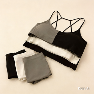 Ensemble de lingerie confortable pour femmes - Soutien-gorge et culottes doux sans coutures, ensemble 3 pièces (noir, blanc, gris) - Product Image 2