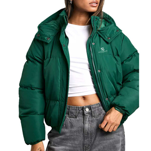 Veste matelassée décontractée pour femme, coupe-vent d'hiver chaud à capuche, couleur unie, légère, nouvelle qualité, avec logo - Product Image 4