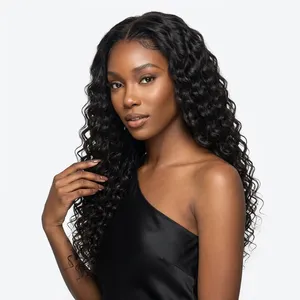 Cheveux humains 100% Remy Weft noirs bouclés, texture naturelle ondulée, doux et volumineux - Product Image 2