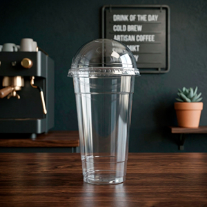 Gobelets jetables QUANG QUAN en PET transparent à paroi simple de 16/22/24 oz avec couvercles de 95 mm pour café, thé et boissons froides - Idéal pour les fêtes - Product Image 3