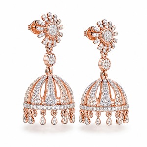 Pendientes de Diamantes Roy Diamond RE 138 en Oro Rosa, Joyería de Lujo para Mujer, Diseño de Flor con Engaste de Puntas, Chapado en Oro de 18K - Product Image 6