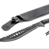 Couteau de survie tactique personnalisé pour l'extérieur avec lame dentelée en acier au carbone, longueur totale de 20 pouces et étui