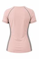 Haut de compression à manches courtes rose pour femme, séchage rapide, color block, en Spandex et Polyester, idéal pour l'entraînement