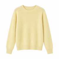Pull en laine mérinos, cachemire et soie, style coréen, doux et moelleux, col rond, couleur unie, pour femme, chic et décontracté