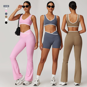 Nuevo Conjunto de Yoga de Dos Piezas para Mujer, Otoño-Invierno, de un Solo Hombro, Ajustado, Manga Larga, Color Sólido, Antibacteriano, con Pantalones Anchos Ligeramente Acampanados - Product Image 3