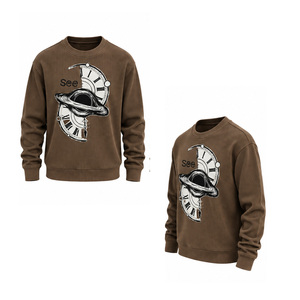 Men's Waffle Knit Sweatshirt Warm <b>Thermal</b> Crew Neck Pullover Long Sleeve Casual Winter Streetwear Custom Wholesale Apparel <b>Top</b> - Product Image 5