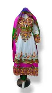 Robe afghane Kuchi élégante, vêtements ethniques lourds, broderie artisanale, travail floral au fil, robes de soirée afghanes Kuchi - Product Image 4