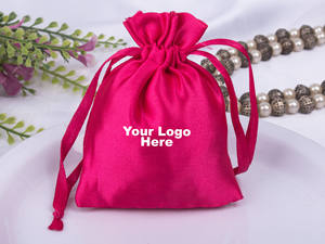 Personalized Dark Pink Satin <b>Drawstring</b> Jewelry Packaging <b>Pouches</b> Custom Logo Lightweight Craftjaipur Brand Jewelry Container - Product Image 5