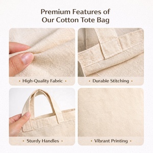 Cotton Tote <b>Bag</b> Reusable Shopping Sack with <b>Long</b> Handles Custom Logo Printed Sustainable Carry <b>Bag</b> for Daily Use Grocery - Product Image 5