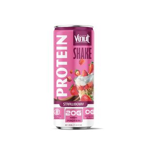11,16 fl oz VINUT Boisson protéinée à la fraise (20 g de protéines, sans gluten, sans sucre ajouté) OEM/ODM Marque privée Échantillon gratuit 24 - Product Image 1