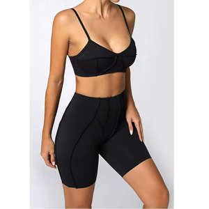 Ensemble de yoga deux pièces pour femme, qualité supérieure, respirant, sans couture, coupe ajustée, avec short et soutien-gorge de sport - Product Image 5