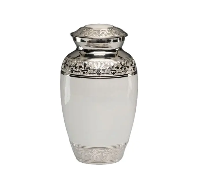 Pirinç kremasyon kabı Keepsake anıt İnsan külleri konteyner kavanoz Pot mezar cenaze kül kapları beyaz gümüş (orta boy) sıcak satış