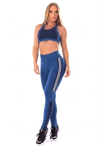Ensemble de yoga 2 pièces uni pour femme en Spandex/Nylon, sans couture, taille haute élastique, grande taille, vêtements de sport avec logo - Product Image 5