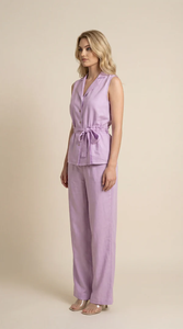 Premium Cotton Solid Lavender <b>Blazer</b> Co-ord <b>Set</b> Women Summer Casual Matching Top and Shorts Lightweight Flowing Fabric Wholesale - Product Image 3