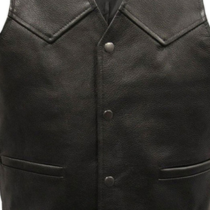 Genuine Cowhide <b>Leather</b> Motorcycle Vest <b>Men's</b> Riding <b>Waistcoat</b> with Adjustable Side Lace Features - Product Image 3