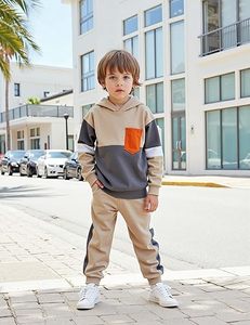 Ensemble de survêtement pour enfants en coton doux et respirant, style vintage délavé à l'acide, tendance urbaine, avec élastique - Product Image 3