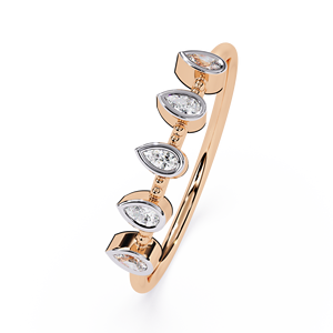 แหวนเพชรทองคำแท้ 14K ทรงลูกแพร์และทรงกลมเจียระไนแบบบริลเลียนท์ สำหรับงานหมั้น งานแต่งงาน และวันครบรอบ ดีไซน์คลาสสิคแบบฝังขอบเพชร งานจิวเวลรี่ชั้นดี - Product Image 2