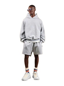 Heather Grey Heavyweight <b>Hoodies</b> <b>Men</b> 450GSM Thick <b>Fleece</b> Pullover Warm Winter Streetwear Outerwear Custom Logo Wholesale - Product Image 3