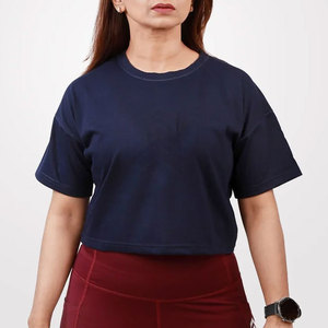 T-shirt court ample à col rond pour femme, coupe carrée, tendance, idéal pour la gym et les activités de plein air, grande taille, unisexe, confortable, tee-shirt athlétique - Product Image 1