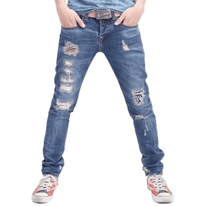 2026 New Men's Distressed Jeans Cross Pattern Hip Hop Style Breathable Casual Long Jeans High Street Fashion Customized Color - Product Image 1