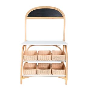 Comptoir de jeu en rotin tressé à la main écologique pour enfants, stand de marché en osier avec paniers en rotin, vente en gros - Product Image 3
