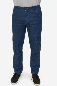 Pantalones Cargo de Mezclilla – Comodidad Elástica y Resistente con Corte Recto Moderno, Tela de Mezclilla de Peso Medio Duradera - Product Image 1