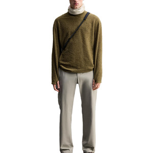 Pull col roulé vert olive en maille, coupe oversize, couleur unie, décontracté, pour l'hiver, 100 % acrylique polaire anti-boulochage - Product Image 6