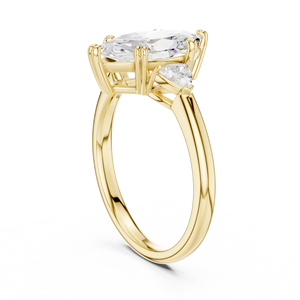 Anillo de Compromiso de Oro Amarillo de 14K con Diamante Cultivado en Laboratorio Certificado por IGI de 2CT, Corte Marquesa y Corte Trillón Lateral, para Aniversario o Boda - Product Image 3