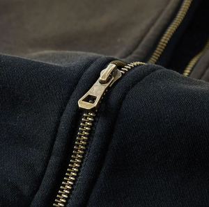 Custom Sun Faded <b>Zip</b> <b>Up</b> <b>Hoodie</b> Fleece <b>Black</b> 450 Gsm French Terry Manufacturer 100% Cotton <b>Hoodie</b> Wholesale Embroidery - Product Image 5