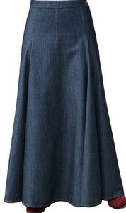 High Waisted A-Line Denim Maxi Skirt Women Solid Button Front Washed Casual Style Spring Loose Fit - Product Image 2