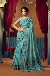 Sari indien en coton ethnique, dernière collection, design exclusif, pour mariages, fêtes et festivals, tendance, best-seller pour femmes. - Product Image 6